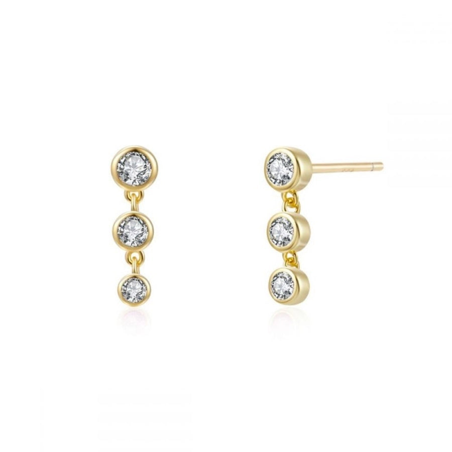 1 Pair Casual Elegant Geometric Copper Zircon Drop Earrings Ear Studs
