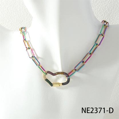 Jewelry Hip-Hop Geometric Copper Zircon Necklace