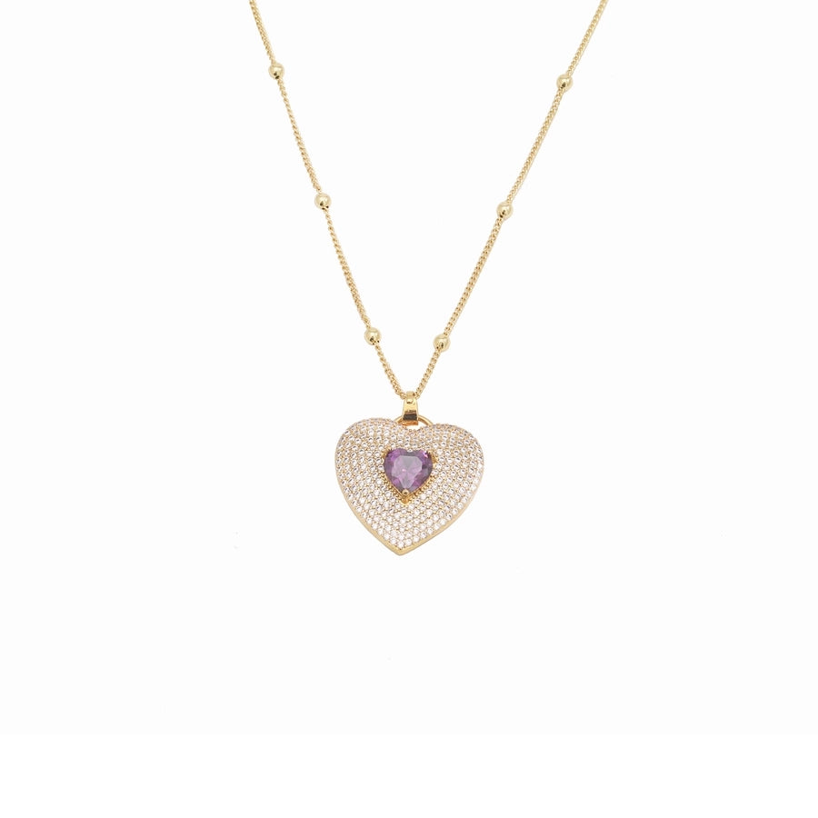 Jewelry Vintage Style Classic Style Heart Shape Copper Zircon Plating Pendant Necklace