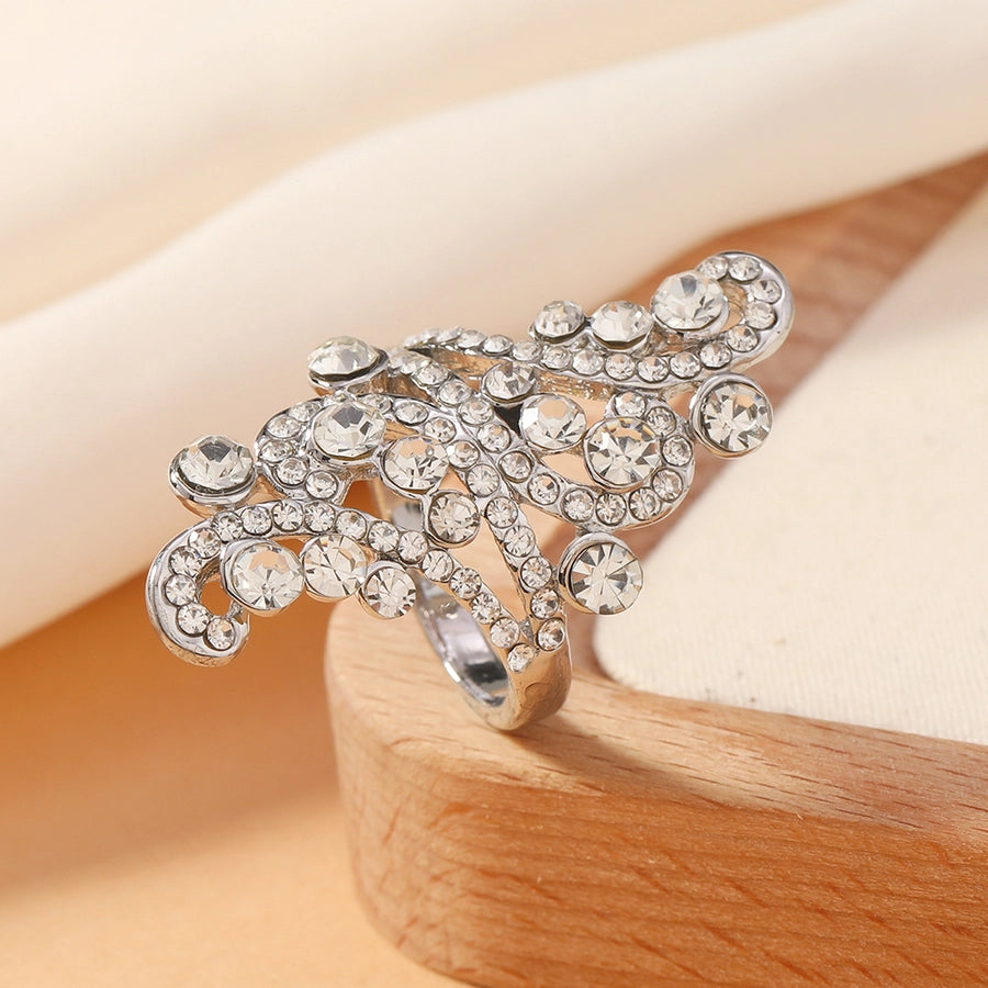 Elegant Geometric Heart Shape Alloy Rhinestones Women's Rings