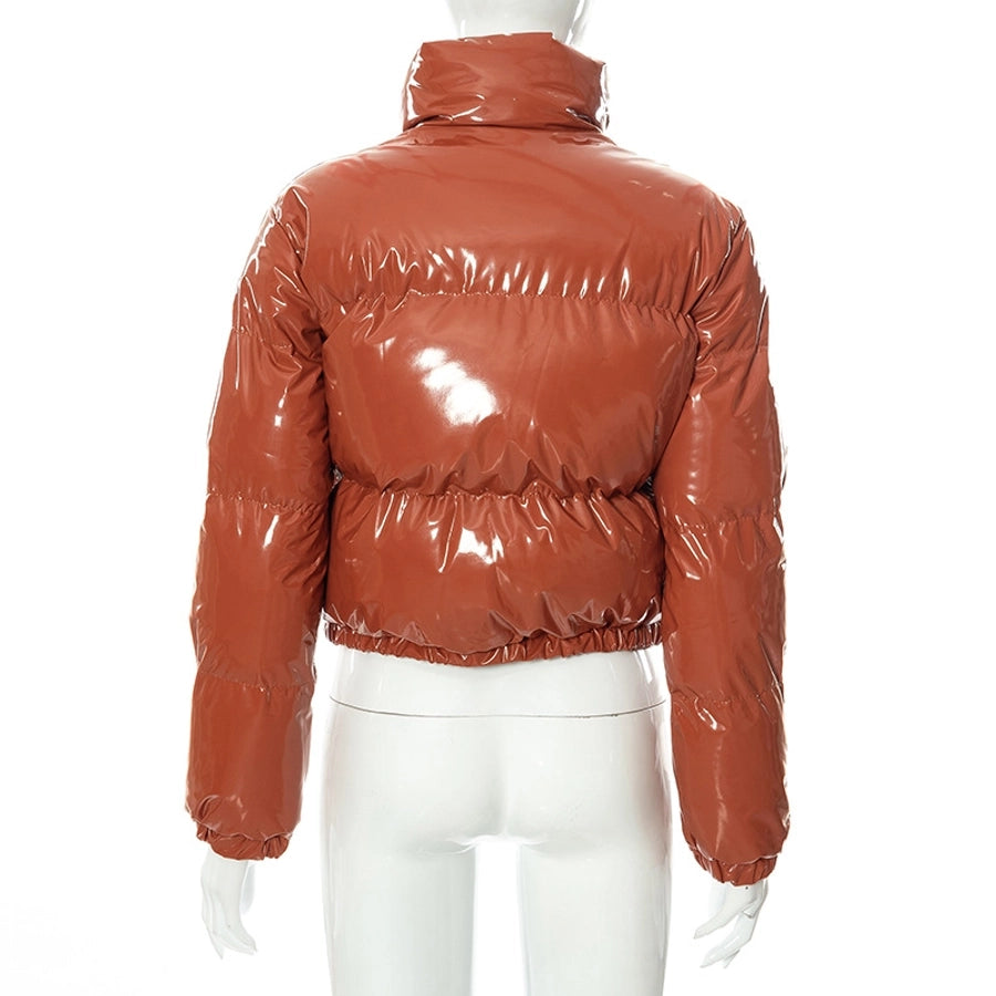 Women's Streetwear Solid Color Zipper Coat cotton clothes