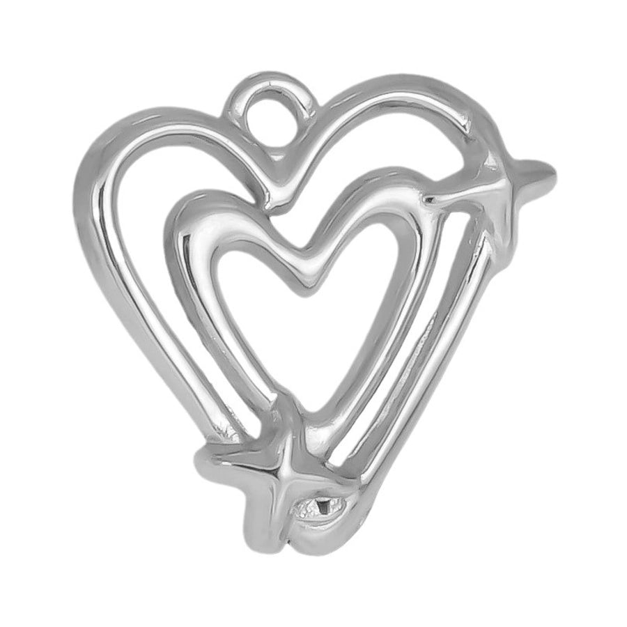 1 Piece 17*18 304 Stainless Steel 18K Gold Plated Heart Shape Pendant Jewelry Accessories