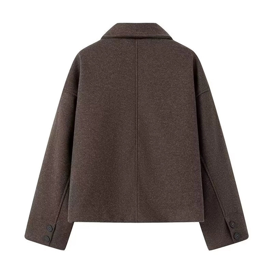 Women's Preppy Style Solid Color Single Breasted Coat Woolen Coat