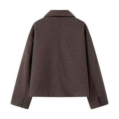 Women's Preppy Style Solid Color Single Breasted Coat Woolen Coat