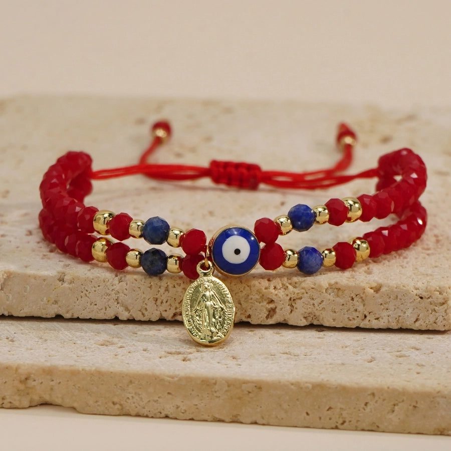 Casual Simple Style Human Eye Artificial Crystal Seed Bead rope Woven Chain Beaded Bracelets