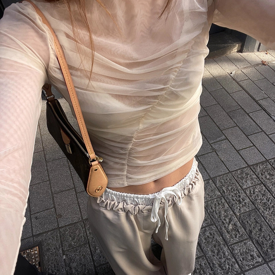 Women's T-shirt Long Sleeve Blouses Streetwear Solid Color