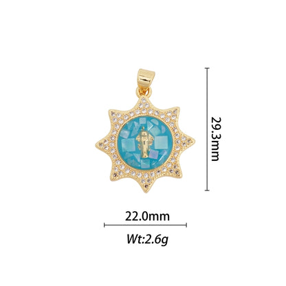 1 Piece Copper Zircon Geometric Star Pendant