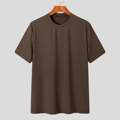 Men's Solid Color Simple Style Round Neck Short Sleeve Loose Men's T-shirt