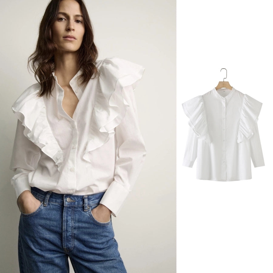 Women's Blouse Long Sleeve Blouses Elegant Solid Color
