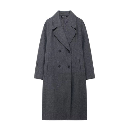 Women's Elegant Solid Color Double Breasted Coat