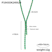Gold Green Glass Diamond Necklace