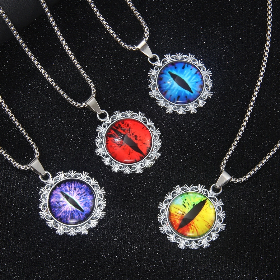 Hip-Hop Round Devil's Eye 201 Stainless Steel Alloy Unisex Pendant Necklace