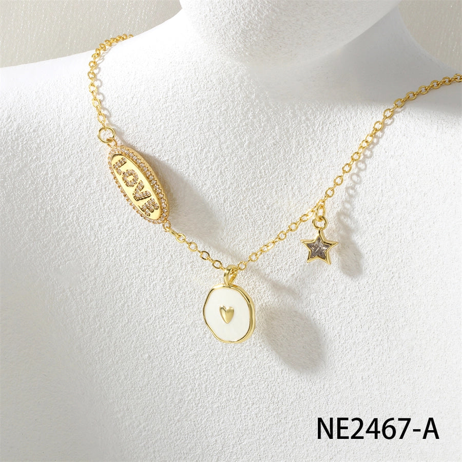 Jewelry IG Style Letter Star Copper Enamel Necklace