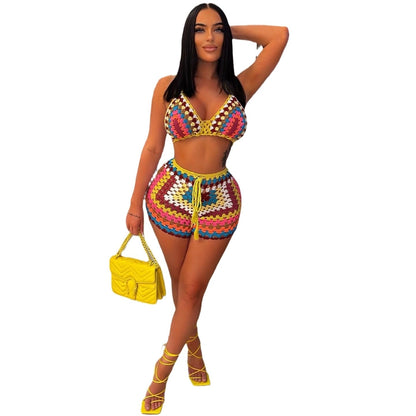 Women's Sexy Color Block 2 Pieces Set Tankinis Swimwear