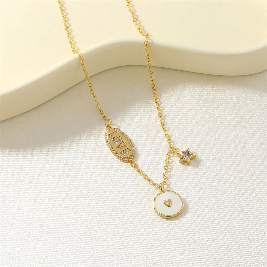 Jewelry IG Style Letter Star Copper Enamel Necklace