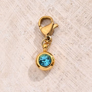 Light Aqua Blue Lucky Stone Lobster Buckle Pendant (Gold)