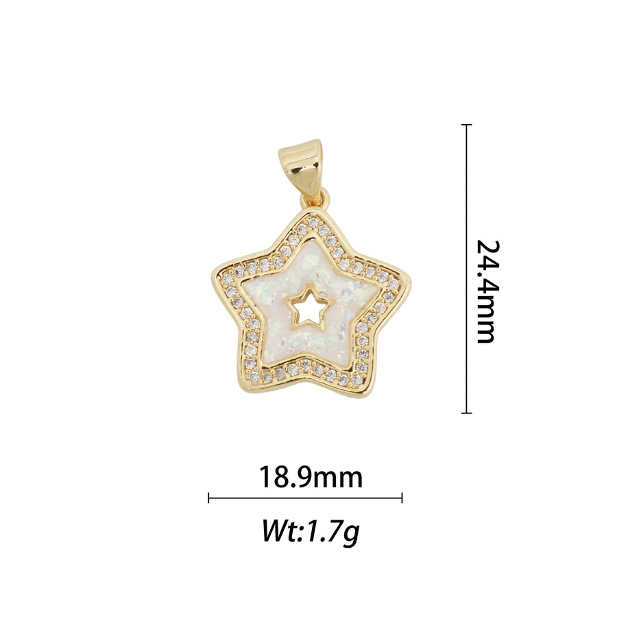 1 Piece Copper Zircon Geometric Star Pendant