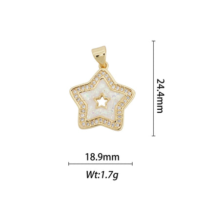 1 Piece Copper Zircon Geometric Star Pendant
