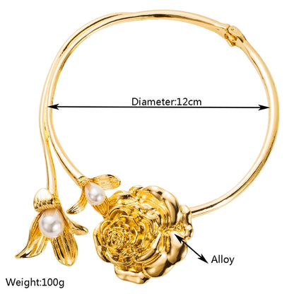 Elegant Glam Flower Pearl Alloy  Choker