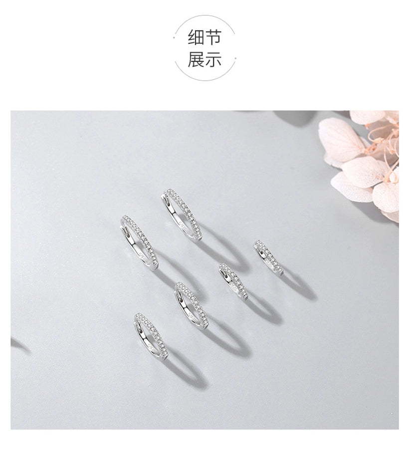 s925 Sterling Silver Earrings Women's Korean Style Simple Niche Design Micro Diamond Earrings  Internet Celebrity Hot Silver Jewelry