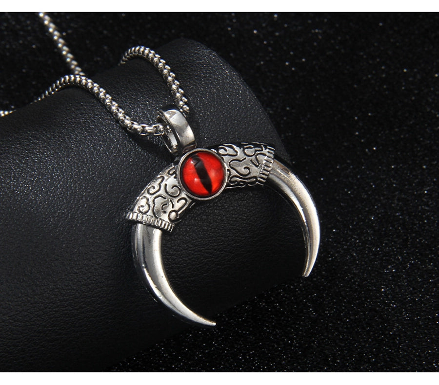 Hip-Hop Vintage Style Devil's Eye Horns 201 Stainless Steel Alloy Plating Unisex Pendant Necklace