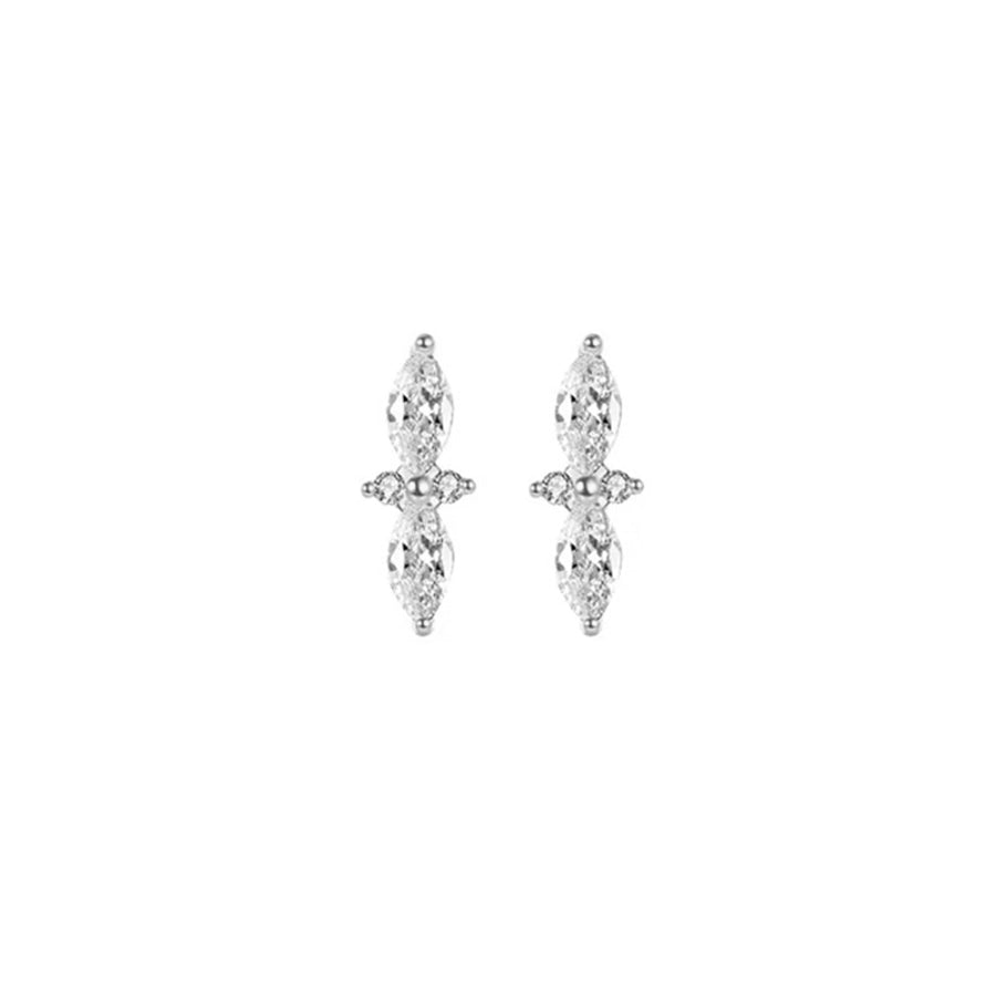 1 Pair Casual Elegant Geometric Copper Zircon Drop Earrings Ear Studs