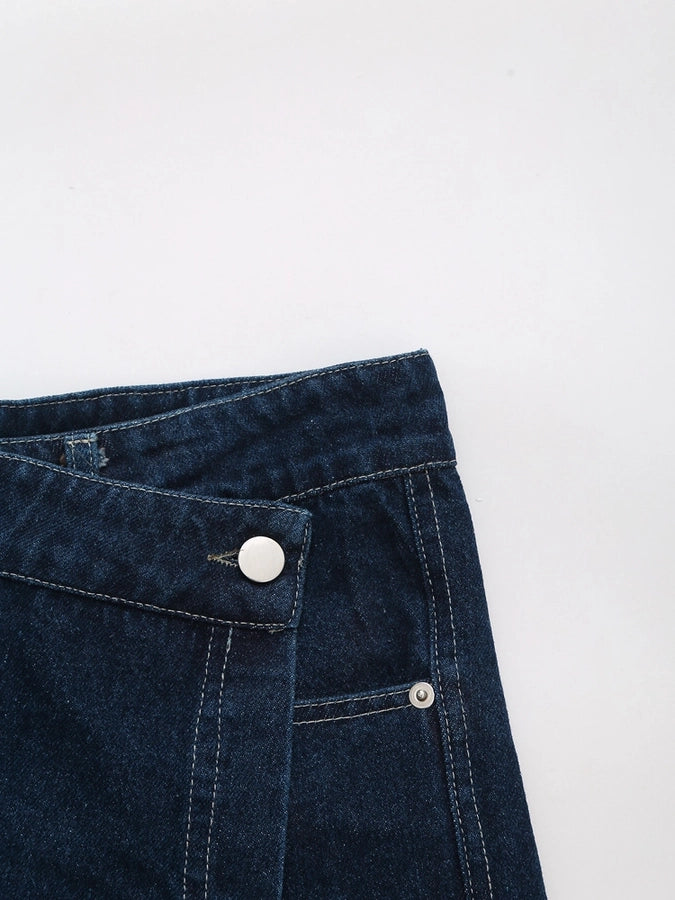 Daily Women's Simple Style Classic Style Solid Color Denim Pocket Skirt Sets Skirt Sets