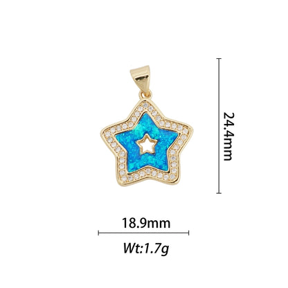 1 Piece Copper Zircon Geometric Star Pendant