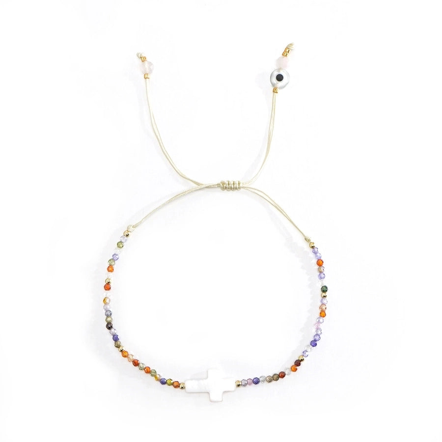 Simple Style Cross Eye natural stone Wax line Shell  String Bracelets