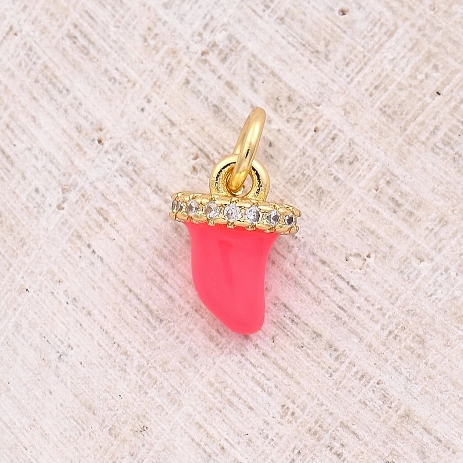 1 Pc/Package 9.5x7mm Hole 3~3.9mm Copper Zircon 18K Gold Plated White Gold Plated chili Polished Pendant Jewelry Accessories