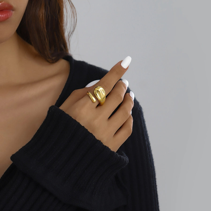 Jewelry Elegant Classical Vintage Style Geometric Water Droplets 316L Stainless Steel  Titanium Steel Wide Band Rings Open Rings