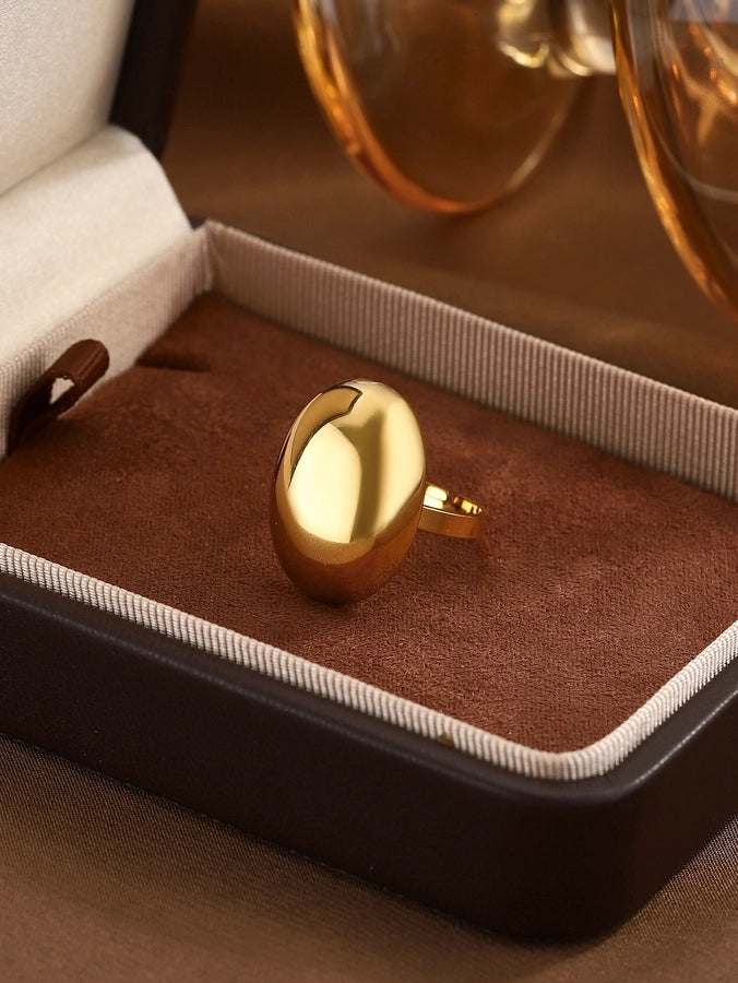 Jewelry Classical Exaggerated Simple Style Devil's Eye Oval Watermelon 316L Stainless Steel  Resin Adjustable Ring