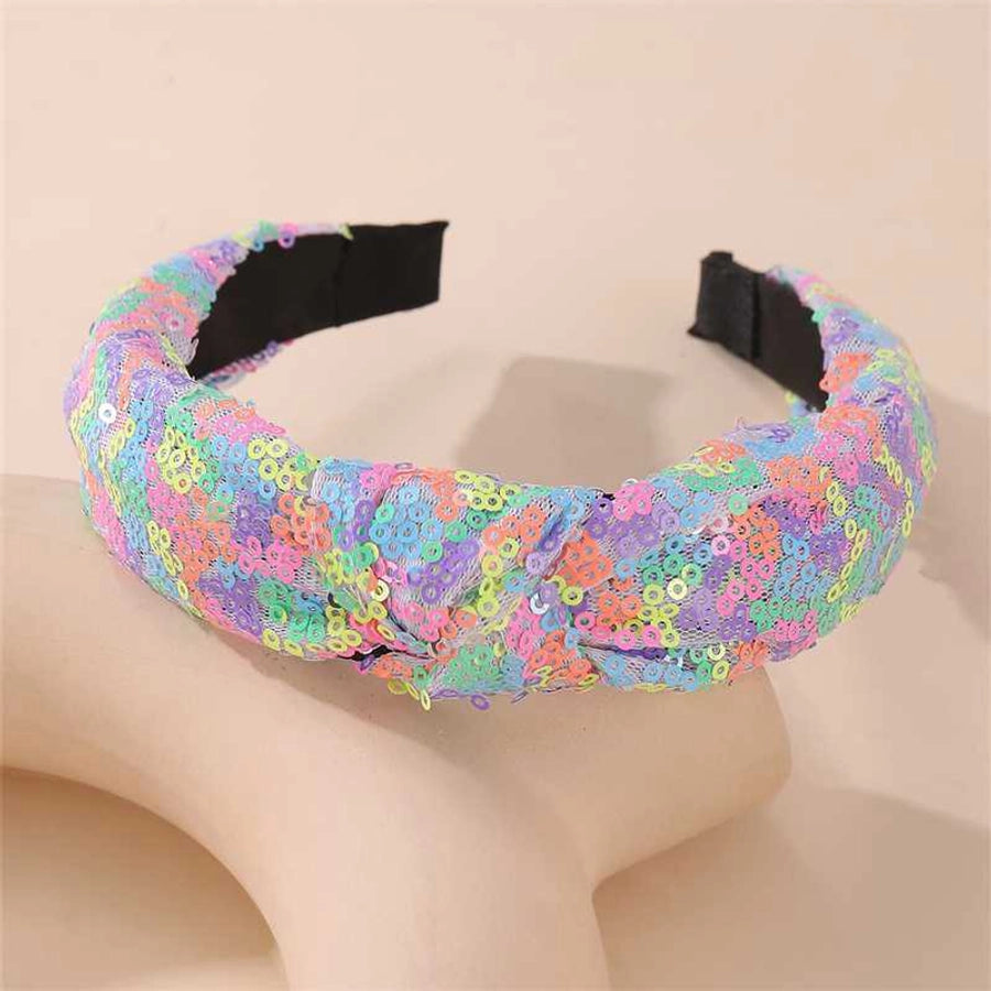 Women's Sweet Simple Style Colorful Solid Color Polyester Sequins Hair Band