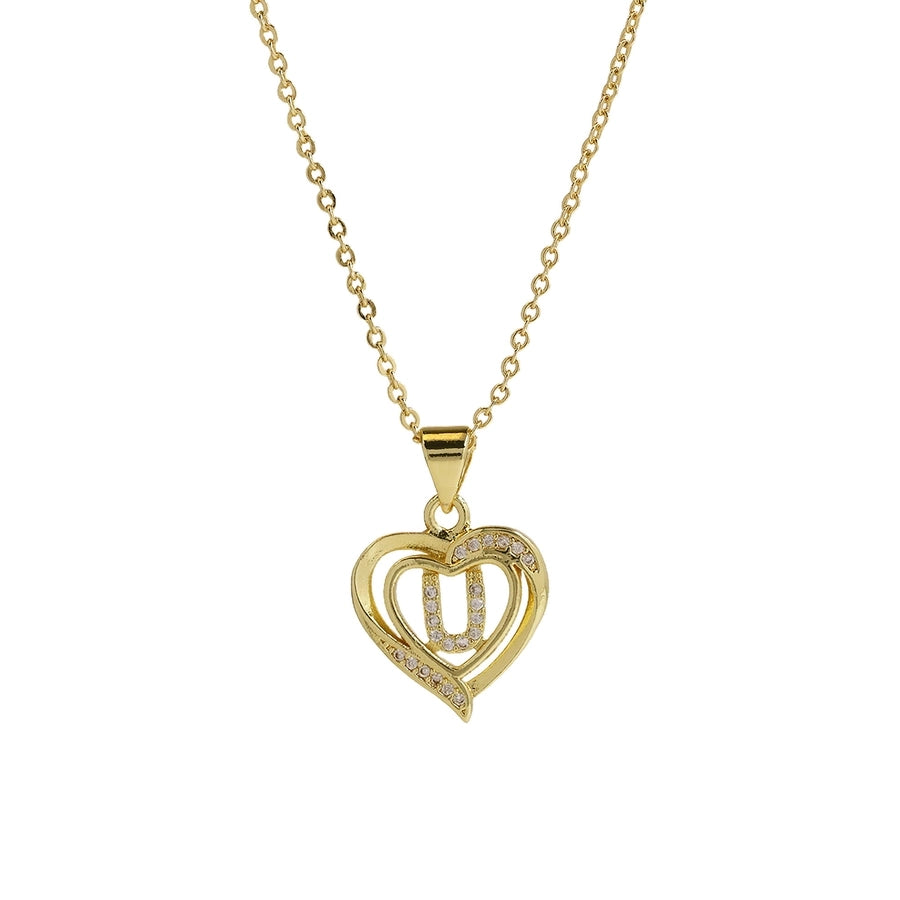 Brass cable chain Plating Letter Heart Shape Pendant Necklace