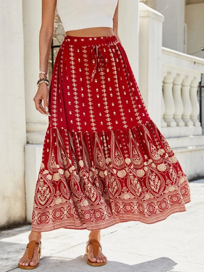 Summer Vacation Printing Polyester Maxi Long Dress Skirts