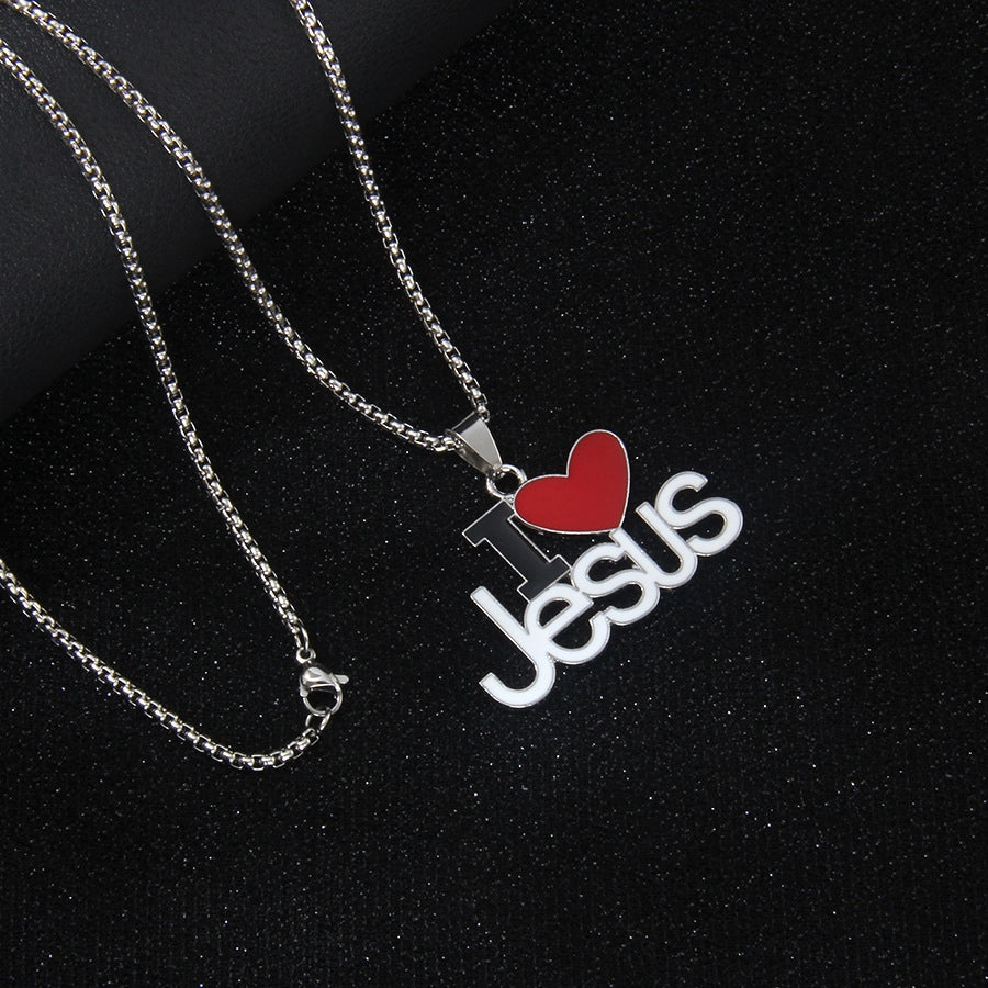 Hip-Hop Letter Heart Shape 201 Stainless Steel Alloy Enamel Unisex Pendant Necklace