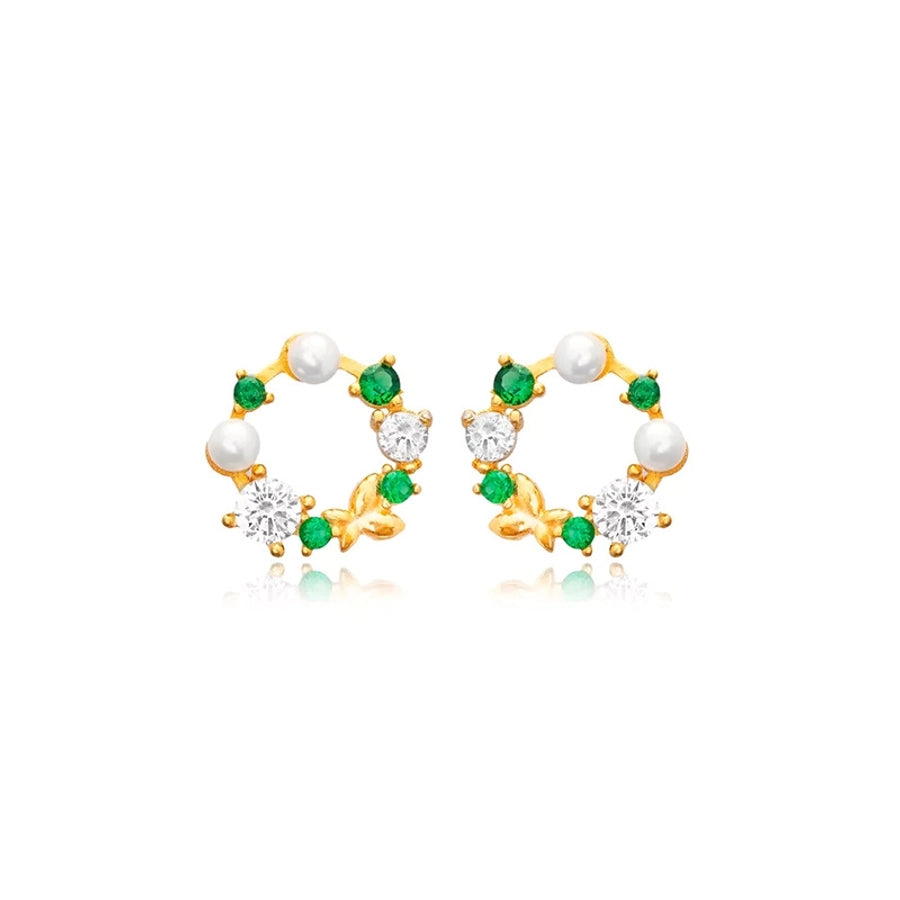 1 Pair Casual Elegant Geometric Copper Zircon Drop Earrings Ear Studs