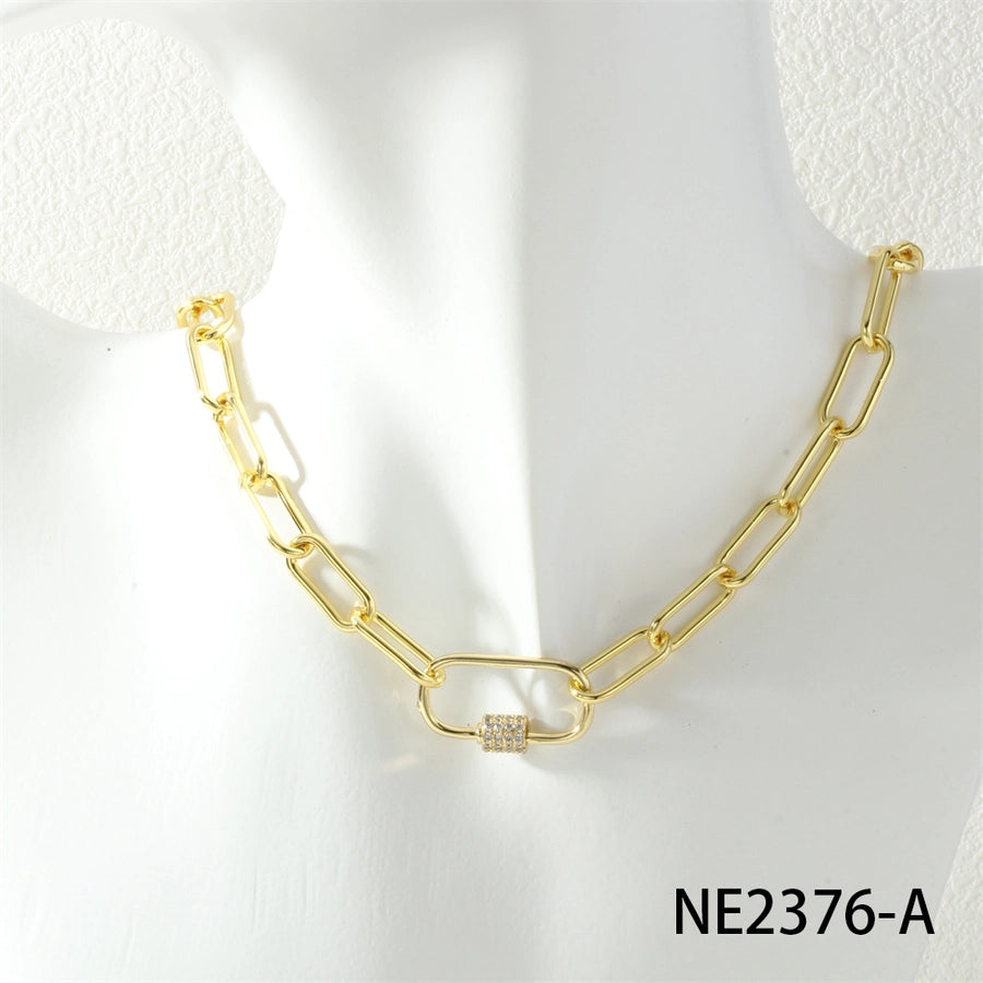 Jewelry IG Style Cool Style Oval Copper Zircon Necklace