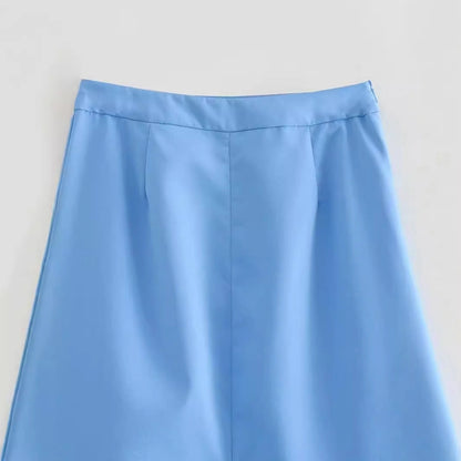 Summer Sexy Solid Color Polyester Midi Dress Skirts