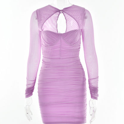 women's bodycon dress sexy long sleeve solid color short mini dress banquet