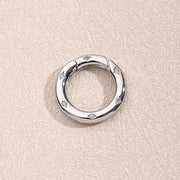 White Zircon Eight Awn Star round Spring Fastener (White Gold Color)