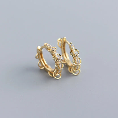 New s925 sterling silver earrings women's Korean-style diamond-embedded gold-plated   internet celebrity earrings simple ear buckle live broadcast
