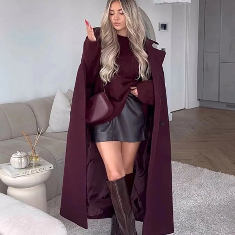 Women's Preppy Style Solid Color Coat Woolen Coat