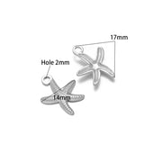 14 * 17mm Starfish Inner 2mm Single Hanger Steel Color
