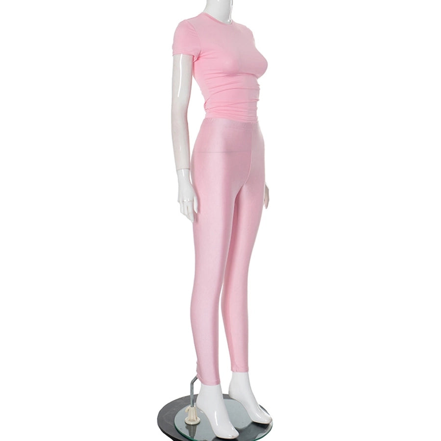 Daily Women's Streetwear Solid Color Spandex Polyester Pants Sets Pants Sets