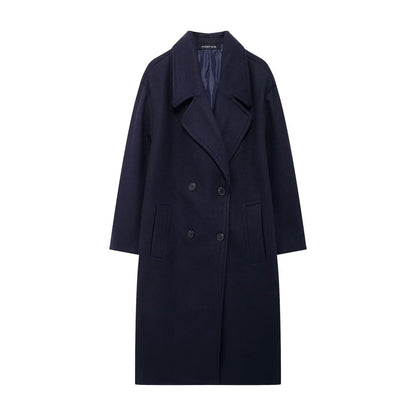 Women's Elegant Solid Color Double Breasted Coat