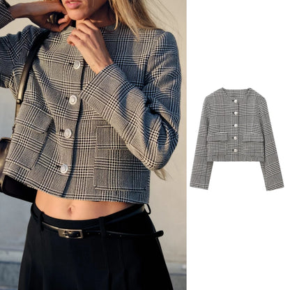 Women's Blazer Long Sleeve Blazers Button Elegant Color Block