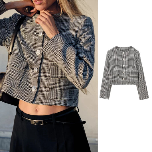 Women's Blazer Long Sleeve Blazers Button Elegant Color Block