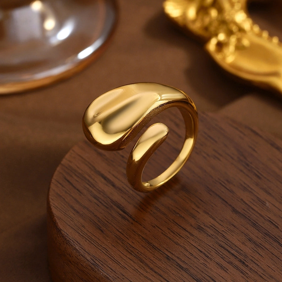 Jewelry Elegant Classical Vintage Style Geometric Water Droplets 316L Stainless Steel  Titanium Steel Wide Band Rings Open Rings