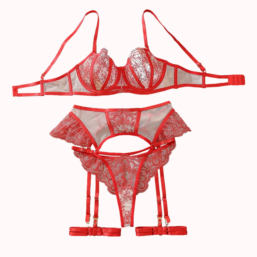 Women's Sexy Flower Sexy Lingerie Sets Sleeping Embroidery Lace Sexy Lingerie